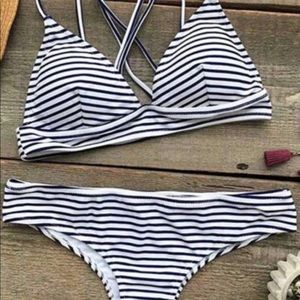 Cupshe blue/white striped bikini